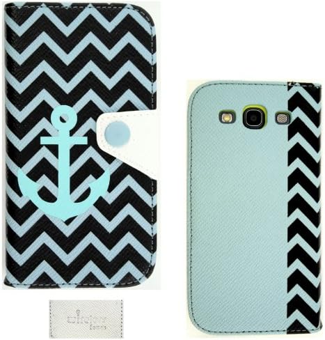 Wireless Fones TM Trendy Faux Leather Wallet Clutch Case for Samsung Galaxy S3/I9300 Anchor Chevron Design 4