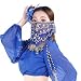 MUNAFIE Belly Dance Face Veil With Beads Navy Blue