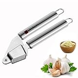 Garlic Press - Garlic Peeler Premium High Quality Stainless Steel Grade, Garlic Press Hand Presser Crusher Ginger Squeezer Slicer Masher Kitchen Tool