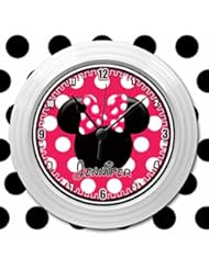 Home: Girls Cute Pink Polka dot MOUSE Personalized WALL CLOCK - B.A. IMAGE