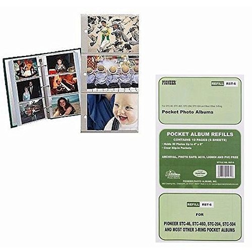 Pioneer Refill Pages for 3-Ring Photo Albums, holds 4x6- Inch Photos, Pack of 5 Pages.