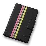 Leather Planner in Black with Pink, Green Purple Stripe by Truly Mom