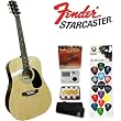 Fender Starcaster - Acoustic Guitar Pack with Accessories - COLOR: Natural - Inlcudes: Pitch pipe, strap, strings, Qwiktune Guitar tuner & Planet Waves/GO-DPS 16 Pick Sampler (#PW-SAMPLER)