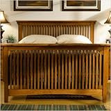 American Craftsman Design Mission Spindle Bed in Medium Cherry Size: Queen