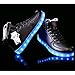 JustCreat Women Men High Top USB Charging LED Shoes Flashing Sneakers 7.5 US Unisex Black