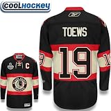 TOEWS #19 Chicago Blackhawks RBK Premier Third NHL Hockey Jersey by Reebok with 2010 Stanley Cup Finals Patch (NHLPA Certified Custom Sewn Authentic Twill)