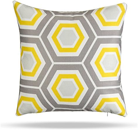Grouchy Goose 01114 Queen Bee Throw Pillow Covers, Yellow/Grey/White