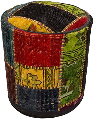 Ottoman Pouf| Patchwork Collection| Accented, Multipurpose, Non-collapsible| Hand-stitched and Hand-knitted with 100% Quality Wool| Imported for Supreme Authenticity and Guaranteed Durability|