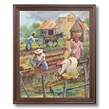 African American Black Working The Field Sharecroppers Wall Picture Cherry Framed Art Print