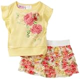 Young Hearts Baby-Girls Infant Knit Top With Floral Design and Matching Lace Skooter Skirt