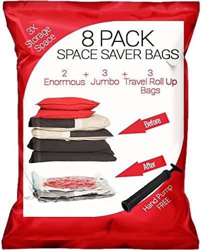 Special Thanks-Giving Deal: 8-Pack Space Saver Vacuum Storage &amp; Travel Roll-Up Bags - Enormous, for Comforters and Blankets