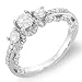 14k White Gold Round Cut Diamond 3 stone Ladies Engagement Bridal Ring (1.25 ct, F-G-H Color, SI-I Clarity) Sales