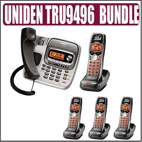 Uniden TRU9496 2-line Corded/Cordless Digital Answering System Plus 3 Additional Handsets - Uniden AUNITRU9496K1