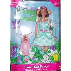 Easter Egg Party Barbie and Kelly Gift Set + Fun Easter Scene With Re-Usable Vinyl Stickers