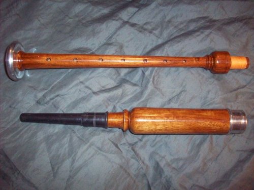 Rosewood Highland Bagpipe Practice Chanter. Metal Mounts. 19 and 1/2 Inches Long.