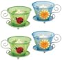 Set of 4 Metal Mesh Coffee Cup Design Candle Holder Set