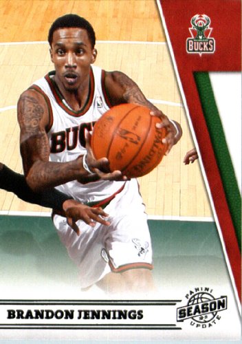 2010/11 Panini Season Update Basketball Card # 61 Brandon Jennings Milwaukee Bucks In a Protective Screwdown Display Case !