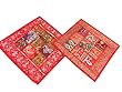 2 Indian Cushion Covers Red Embroidery Sequin Patchwork Indian Sari Throw Pillow Covers 16" X 16"
