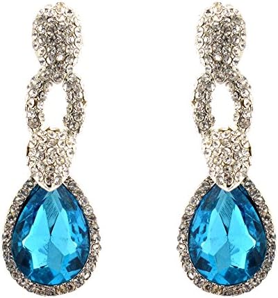294-AQUA lt BLUE Fashion Party &amp; Wedding Jewelry Tear Drop Dangle Chandelier Alloy Rhinestone Earrings