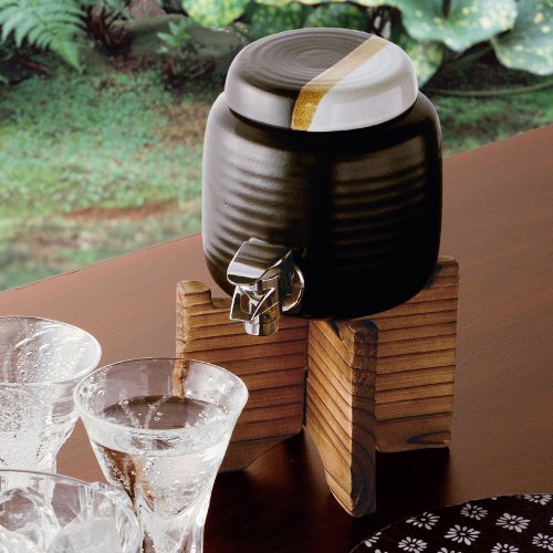 自宅で居酒屋気分！陶器製、天然木台座セット『和モダン　焼酎サーバー』