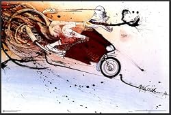 Ralph Steadman Hunter On Ducati 24x36 Framed Poster