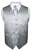 Men's Silver Paisley Design Dress Vest and NeckTie Set for Suit or Tuxedo