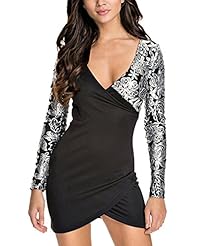 Sexy V-neck Sequined Glittering Wrap Embroidered General Print Bodycon Dress/Club Dress/Party Dress/Wedding Dress 