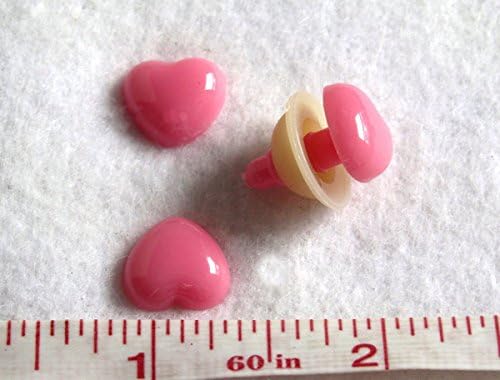 bangdan Heart Noses Buttons Eyes Teddy Bears, 12mm 30 pcs pink (ship from usa)