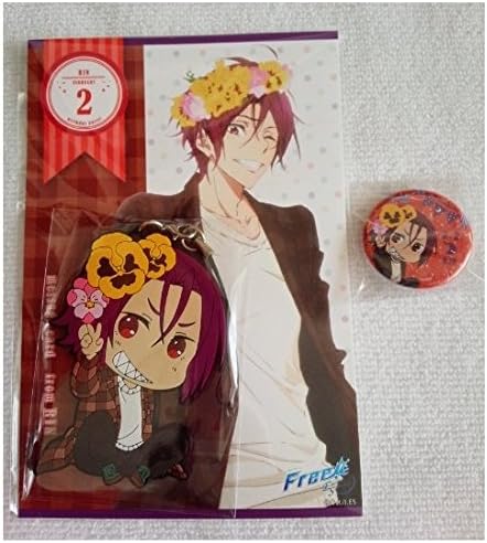 Free! -Eternal Summer- birthday party! Rin Matsuoka rubber strap can badge set