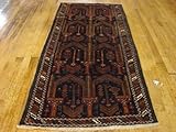 IMAGE OF 3'7 x 8'2 Navy Blue Persian Hand Knotted Wool Balouch Runner Rug