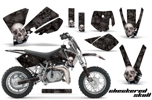 Amr Racing KTM Sx 50 Mx Dirt Bike Graphic Kit - 2002-2008: Checkered Skull: B...
