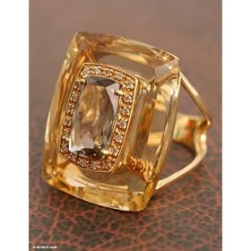 Gold and smoky quartz cocktail ring, 'Majesty' 7.5 (US Ring Size)