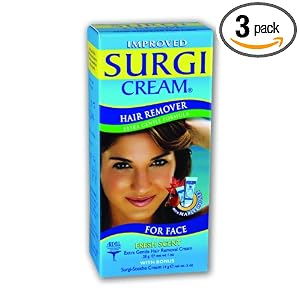 Surgi-cream Hair Remover Extra Gentle Formula For Face, 1-Ounce Tubes (Pack of 3)