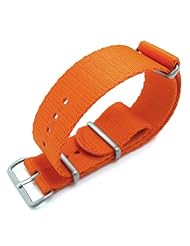 MiLTAT 20mm Orange Color Thick Nato Military Style Watchband G10 Nylon, Brushed Hardware