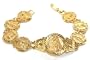 MENS 9" 24k Gold Layered (GL) Diamond Cut Jesus Spritual Coin Linked Bracelet ~ LIFETIME WARRANTY