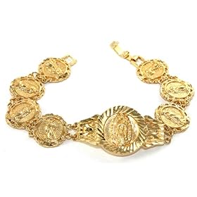 MENS 24k Gold Layered (GL) Diamond Cut Jesus Spritual Coin Linked Bracelet ~ LIFETIME WARRANTY 51TpKVaYFVL. SL500 AA280 MENS 24k Gold Layered (GL) Diamond Cut Jesus Spritual Coin Linked Bracelet ~ LIFETIME WARRANTY