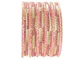Beachcombers! Ethnic Glass Indian Wedding Bridal Bollywood Bangles Belly Dance Bracelets Set Pink Gold