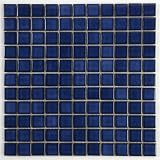 Keramik-Mosaik Fliesen 2,5x2,5x0,4cm Blau glaenzend 1m