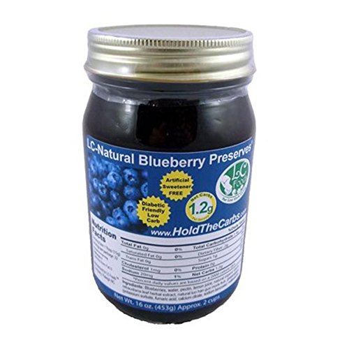 Low Carb Blueberry Preserves - LC Foods - All Natural - No Sugar Added - Paleo - Gluten Free - Diabetic Friendly - Low Carb Jam - 16 oz