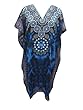 LoungeWear Kaftan Blue Black Print Kimono Sleeves Caftan