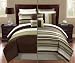 12 pc modern sage and brown reversible comforter set / bed in a bag /queen size bedding by Plush C Collection 12 pc modern sage and brown reversible comforter set / bed in a bag /queen size bedding by Plush C Collection