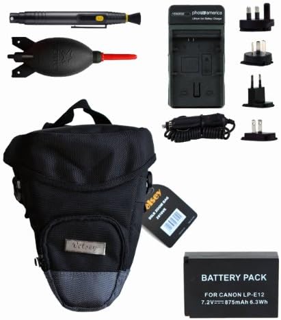 Accessory Kit for the Canon EOS Rebel SL1 + Velsey Deluxe Zoom Bag + Giotto's Air Blower + Lens Cleaning System + LP-E12 Battery + Charger