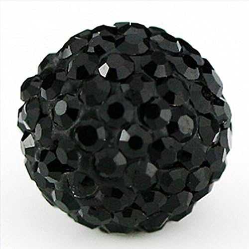 leattyer Amazing Disco Balls Clay Beads 8MM/10MM Royal Blue Pave Czech Crystal Rhinestones fit Shamballa Premium Quality - 20pcs DIY (8mm, Black)