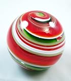 Murano Design Red & Green Stripe Christmas Wrapping Paper Themed Rainbow Swirl Paperweight