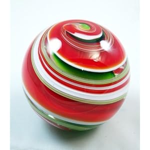 Click to buy Italian Christmas decorations : Murano design red & green stripe Christmas swirl paperweight from Amazon!