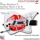 PS2 Guitar Hero I & II White Wireless Controller Skin Big Kiss Red On White by WraptorSkinz TM (GUITAR NOT INCLUDED)