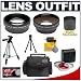 2x Digital Telephoto Professional Series Lens (52mm) + 0.45x Digital Wide Angle Macro Professional Series Lens (52mm) + 3 Piece Digital Camera Filter Kit + Adapter Tube + Deluxe Padded Carrying Case + Compact Digital Travel Tripod for Nikon Coolpix P5000