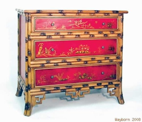 Hand Painted Oriental Bamboo Chest