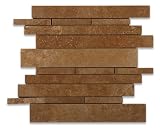 Noce Travertine Honed Random Strip Mosaic Tile - 6