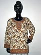 Ivory Floral Print Crepe Women Kurti Tunic Top India Designer M
